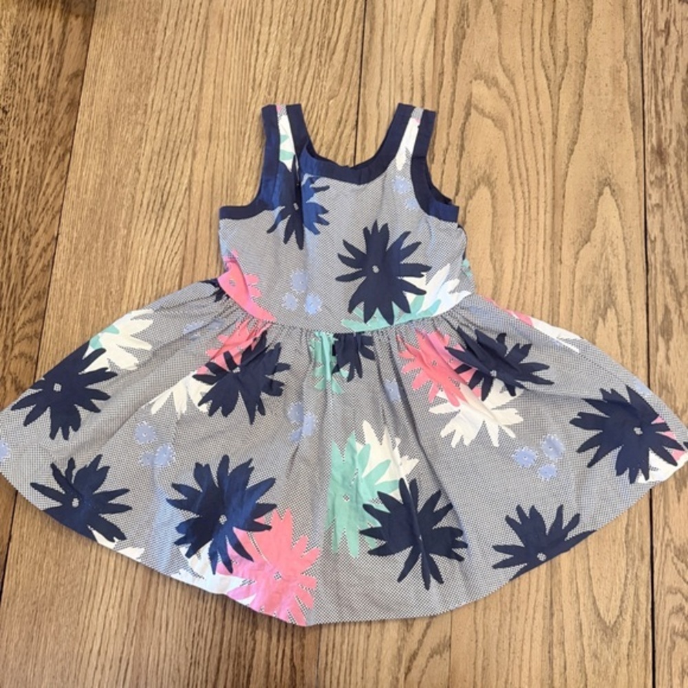 Gymboree Lined Floral Dress with Navy & Pink Sz 4 EUC VINTAGE BI